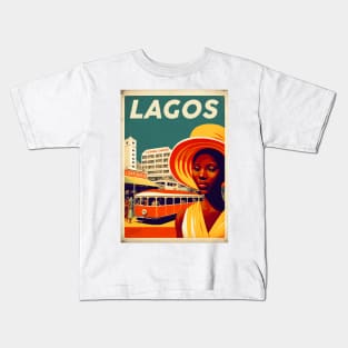 Lagos Nigeria Woman Vintage Travel Art Poster Kids T-Shirt